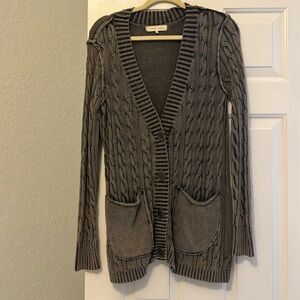 Gray cardigan sweater, gilded intent, made by buckle size small new without tags